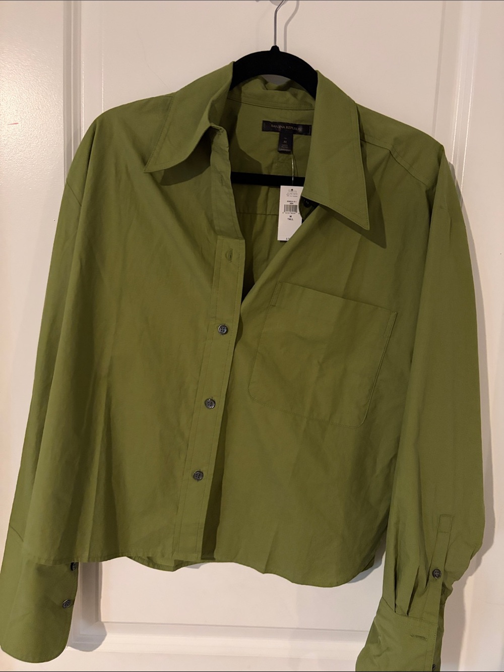 Banana Republic Olive Green Crop Button-Up Top
